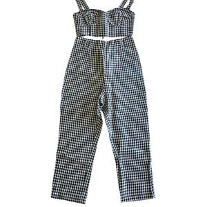 Reformation Linen Gingham 2-Piece Set Sz 4 — Top & High-Waist Pants